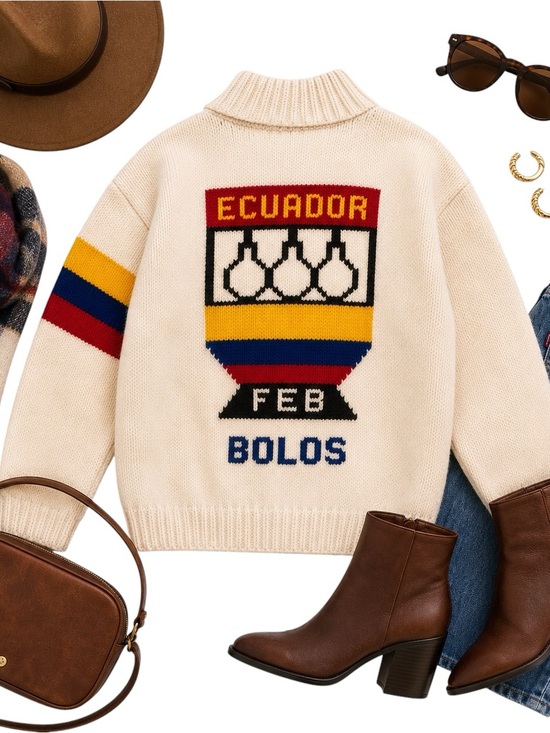 Handmade Sweaters - Handmade Ecuador Wool Sweater Jacket Trophy Graphic Full Zip Cardigan Vintage